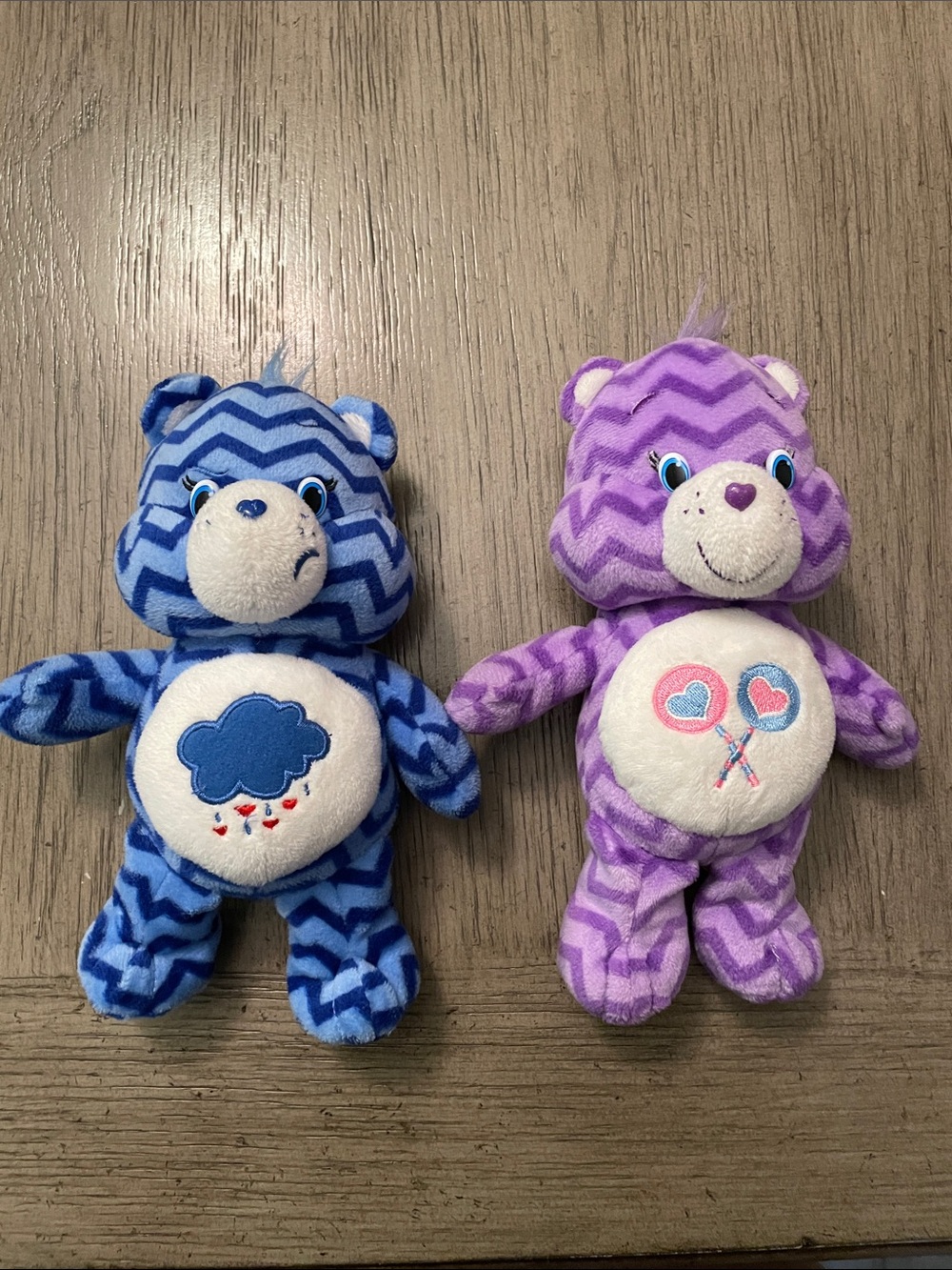 Care Bears stuffed animals, 9”, Grumpy Bear & Share Bear.